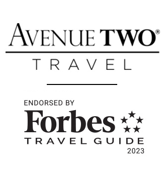 Logos for Avenue Two  Travel and Forbes Travel Guide. 