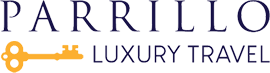 Logo for Parrillo Luxury Travel featuring a yellow key.