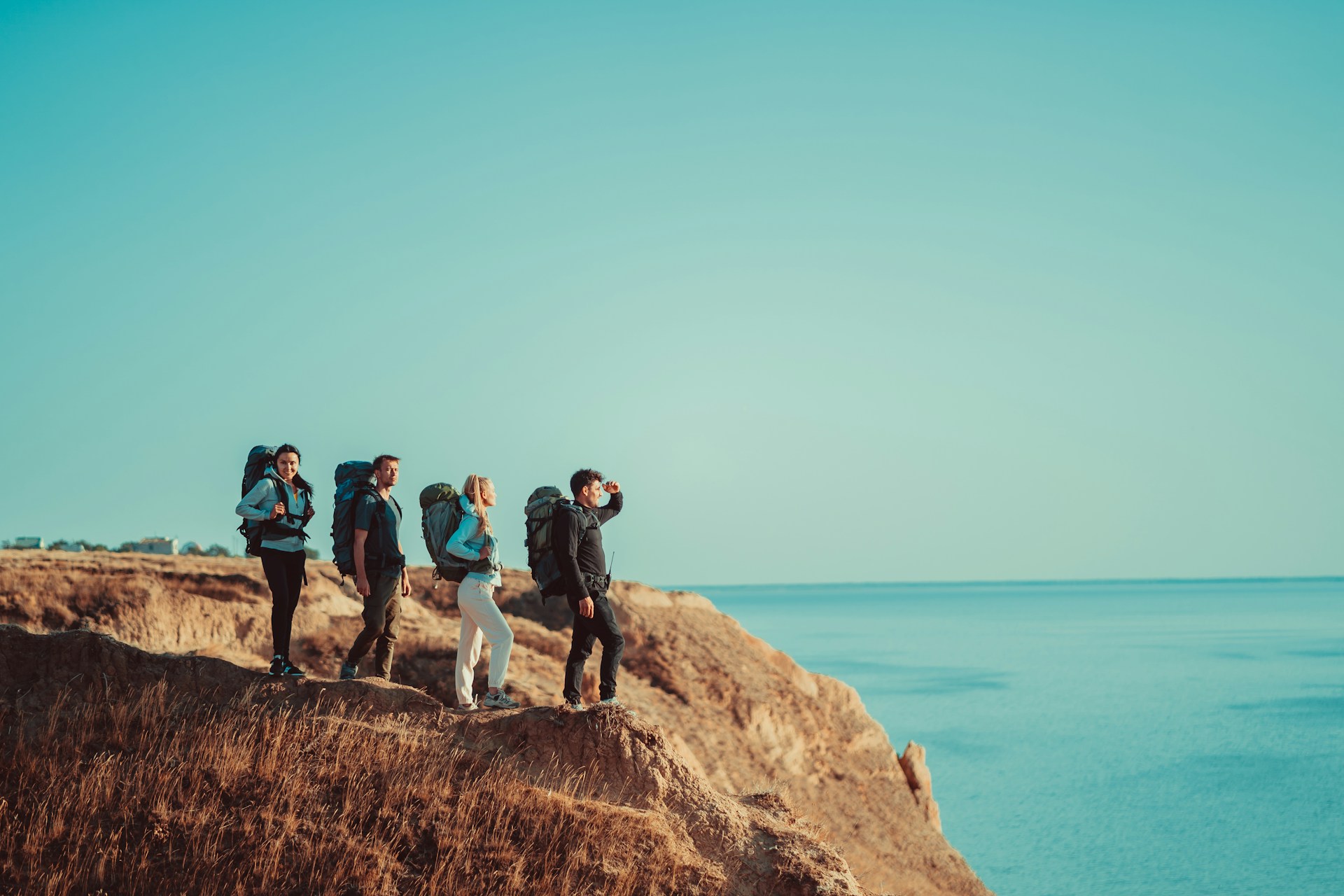 Photo of a guided tour on top of a mountain overlooking the sea